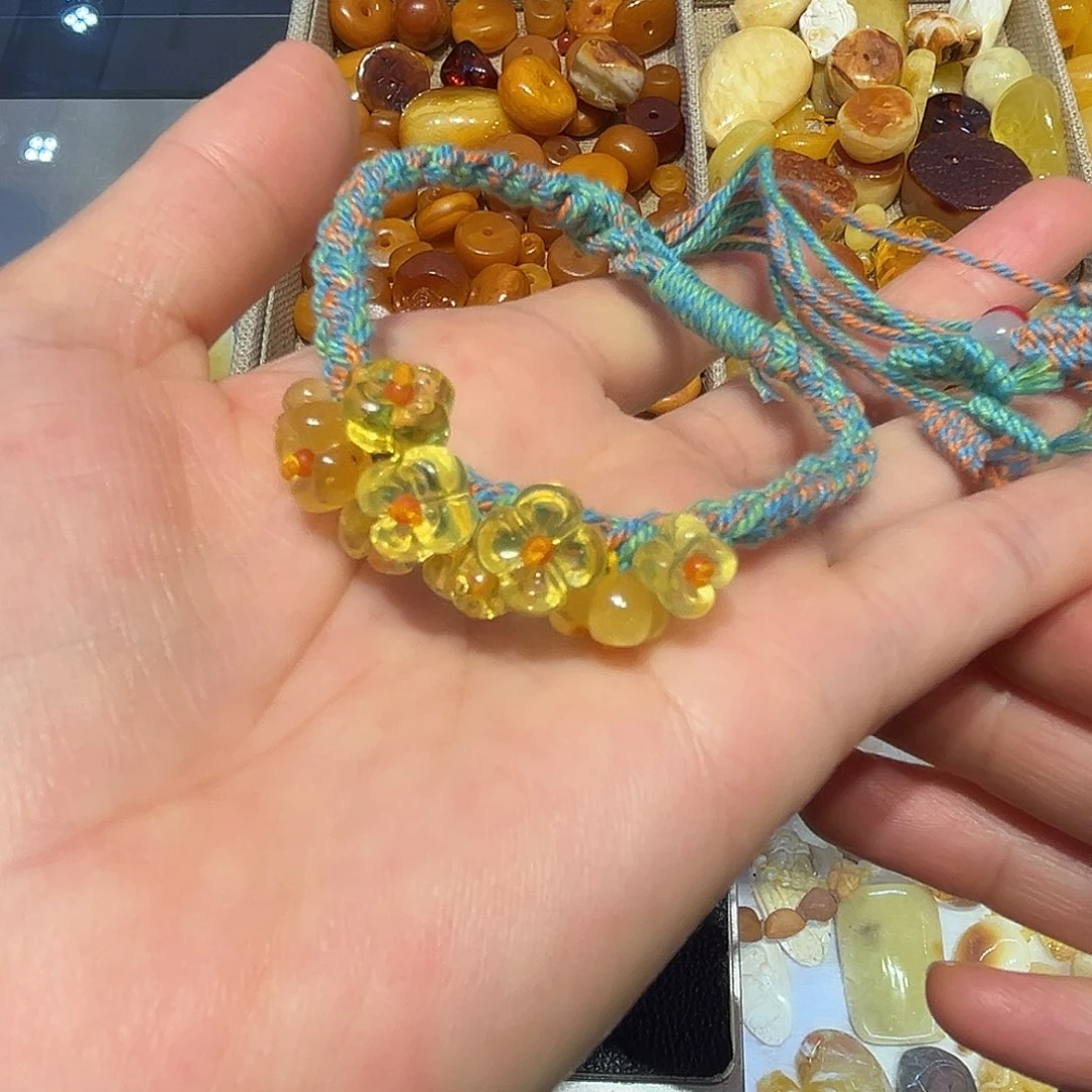 琥珀未镶嵌戒指蜜蜡手串