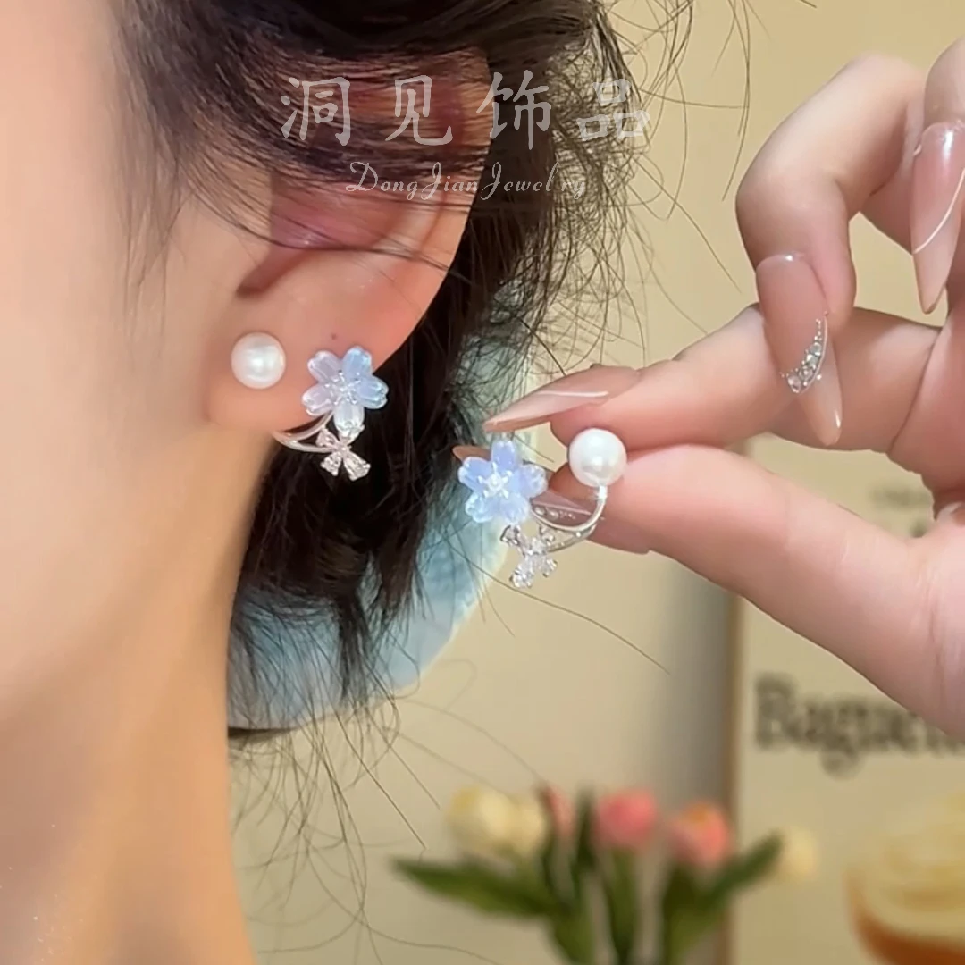 【洛水】简约精致时尚花朵国风轻奢耳钉耳扣ES687