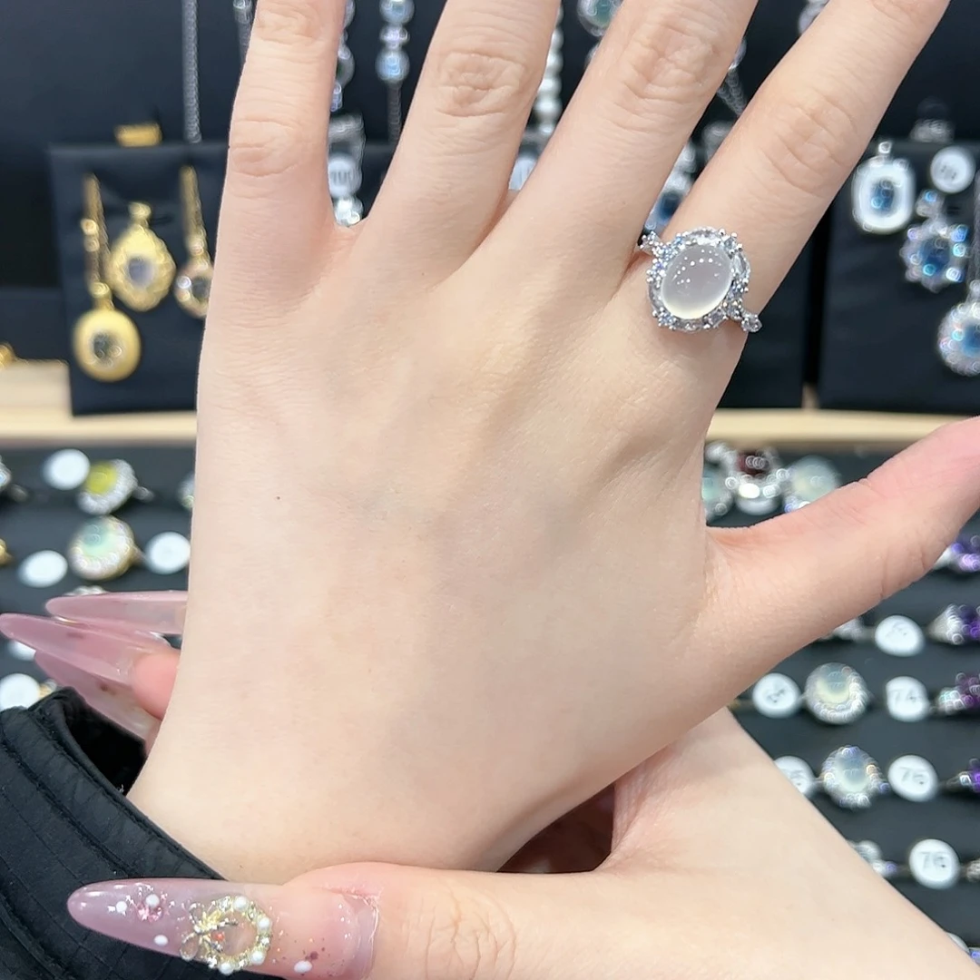 芙蓉石戒指银S925镶嵌