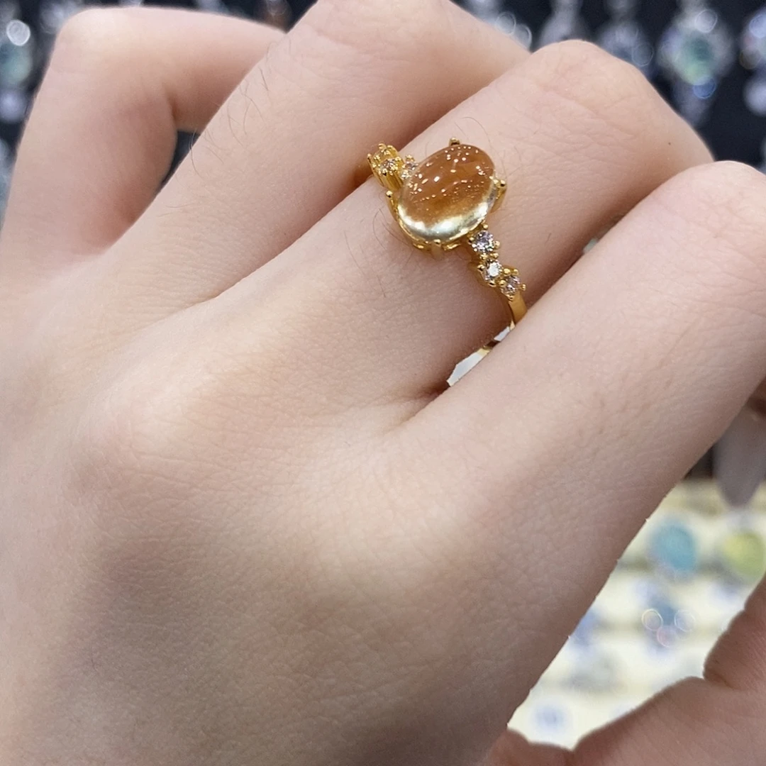 黄晶银S925镶嵌戒指