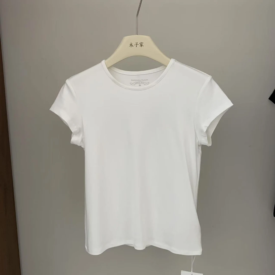 简约百搭舒适圆领飞袖短T