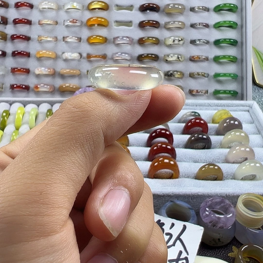 玛瑙/玉髓未镶嵌戒圈A12不退换16港12