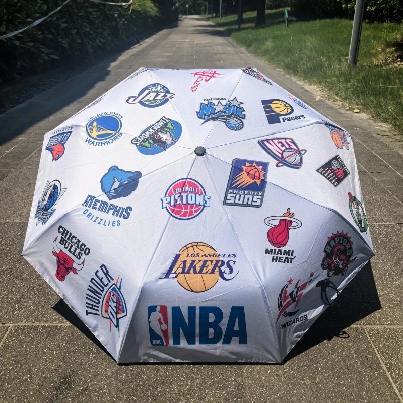 nba篮球联名雨伞球队队标全自动折叠晴雨两用学生遮阳伞篮球雨伞