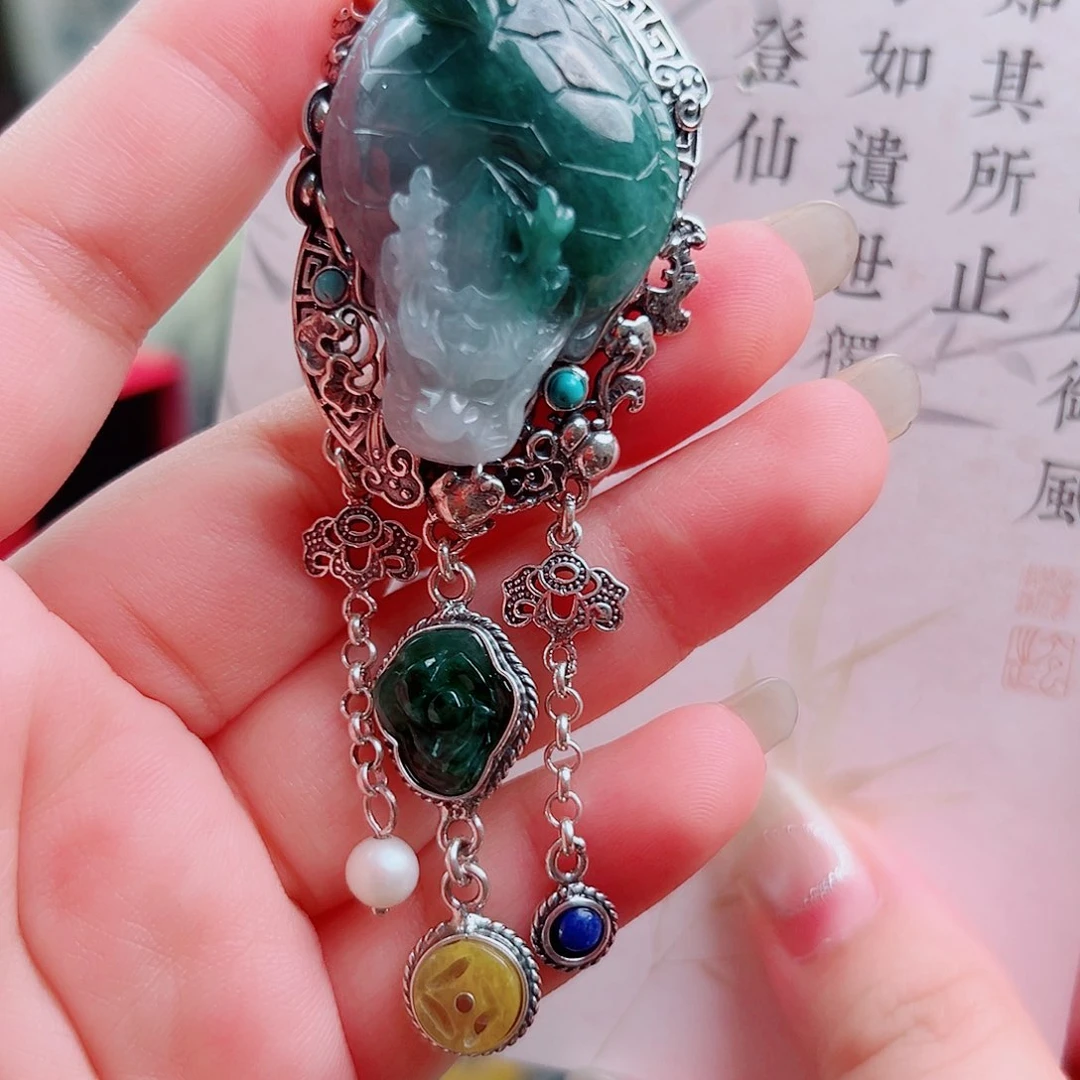 戒指/指环翡翠银S925镶嵌国风