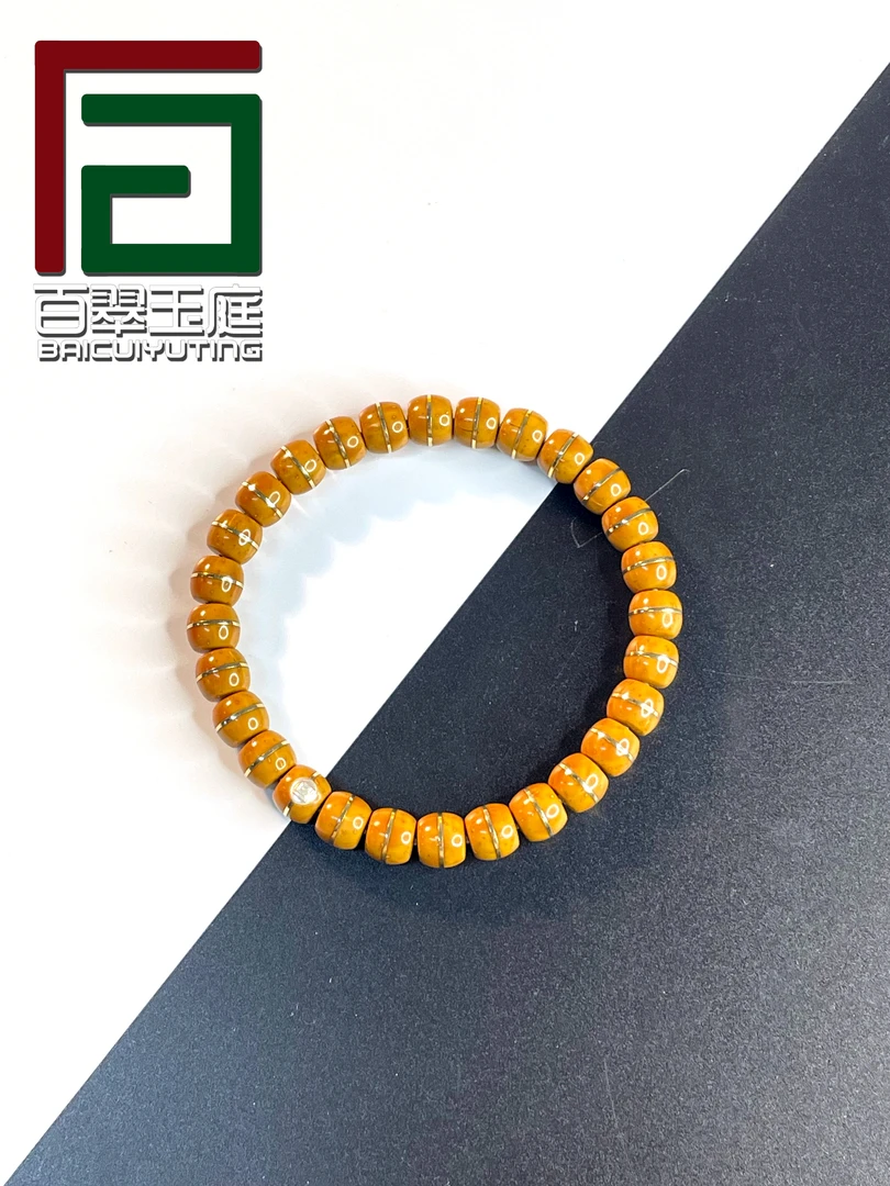 百翠玉庭紫金鼠手串咖黄皮3.0实心一线天8尺寸带银标带虎牙小天