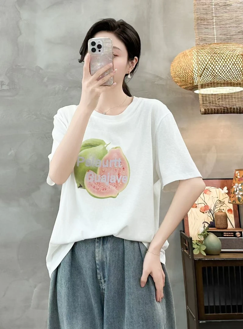 【主播推荐】女士字母番石榴短袖C021