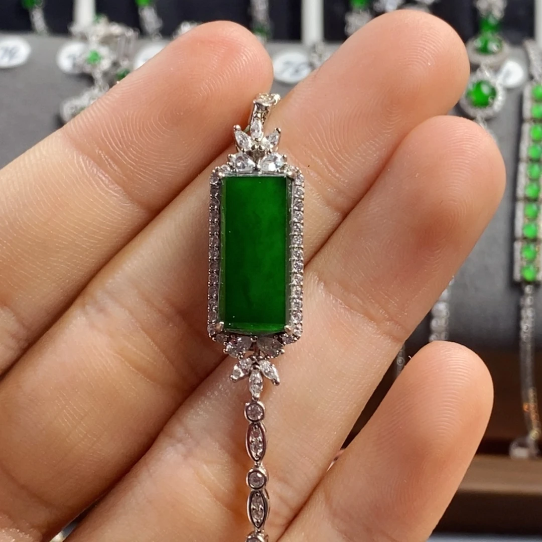 翡翠颈饰银S925镶嵌翡翠手链