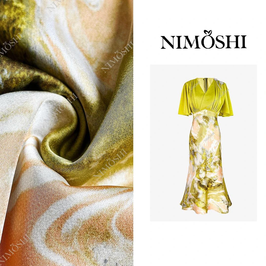 NIMOSHI【倩倩】夏季新款茶系重工钉珠鱼尾设计气质显瘦连衣裙Q1880