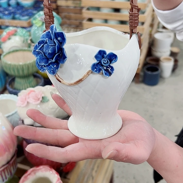 有孔.凑满10元发货多肉陶瓷花盆！