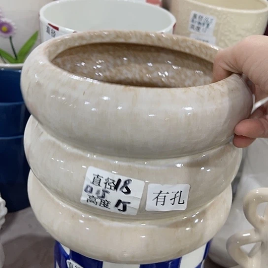 多肉绿植陶瓷花盆9.9包邮,有孔