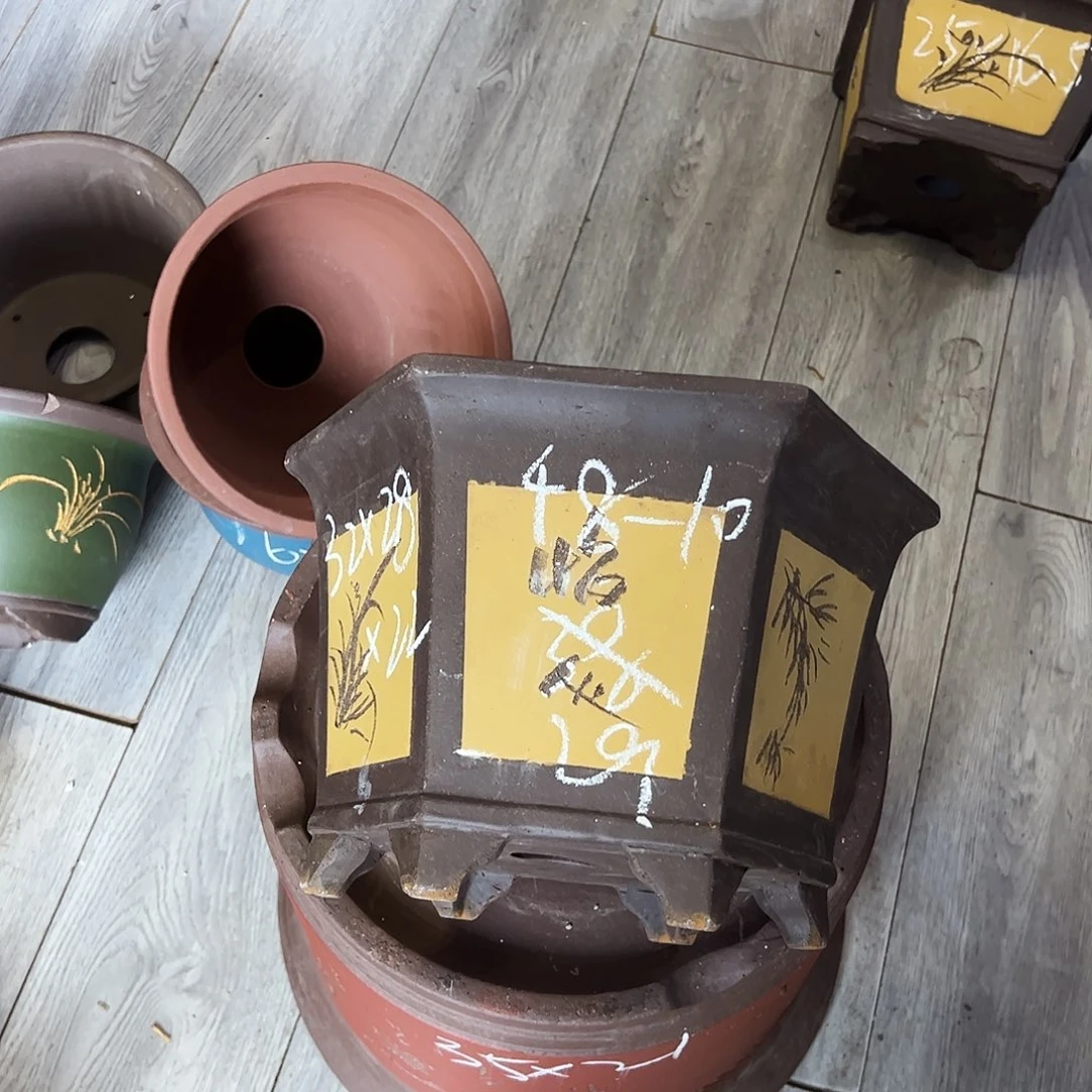 32黄六方花盆花盆