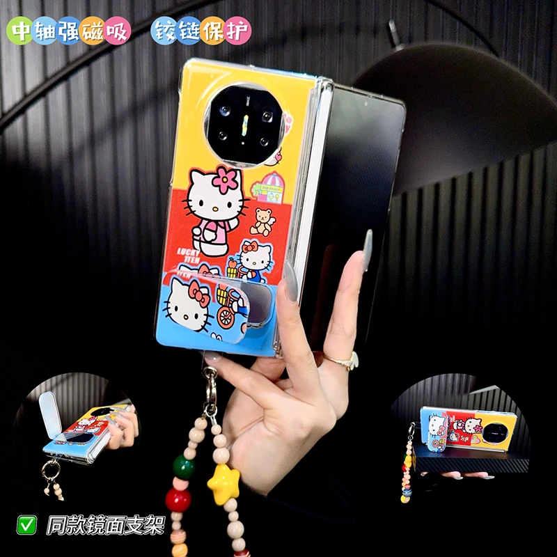 适用华为matex5手机壳新款matex6典藏版套x3卡通镜子支架手链女款