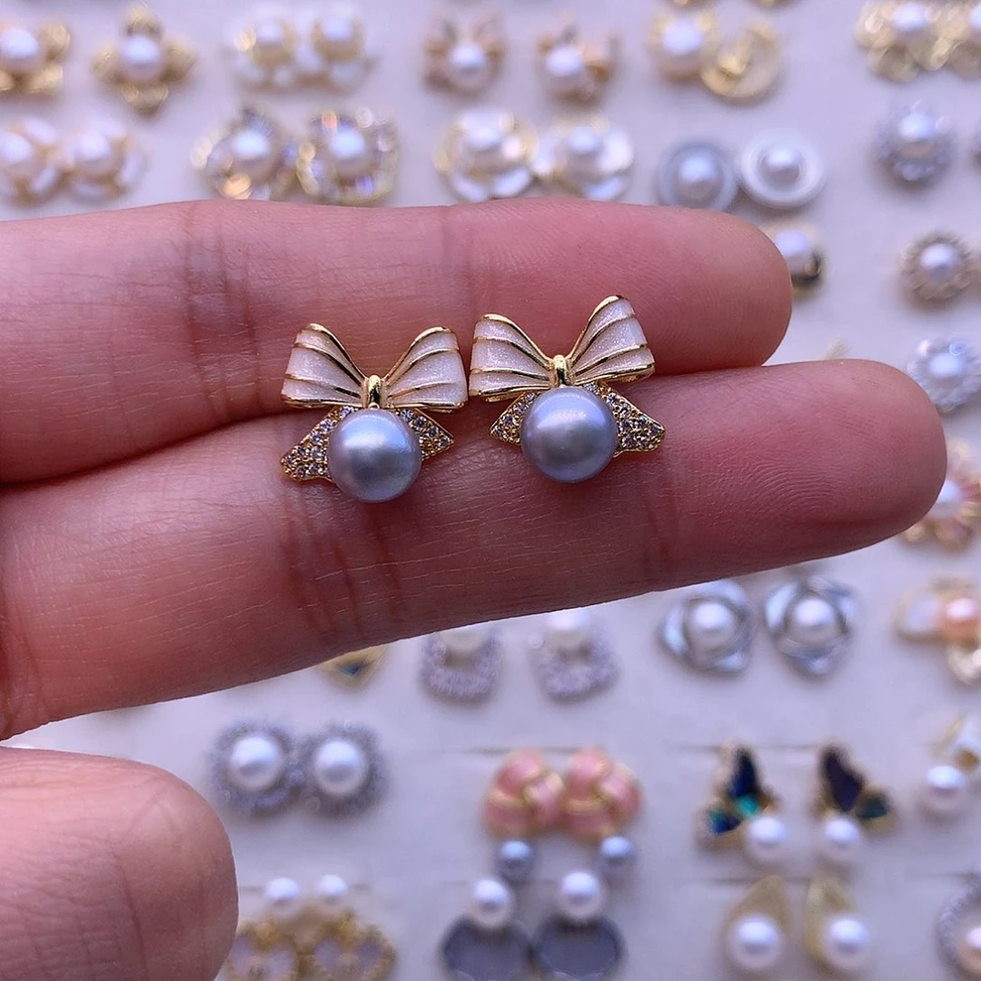 淡水珍珠耳饰合金