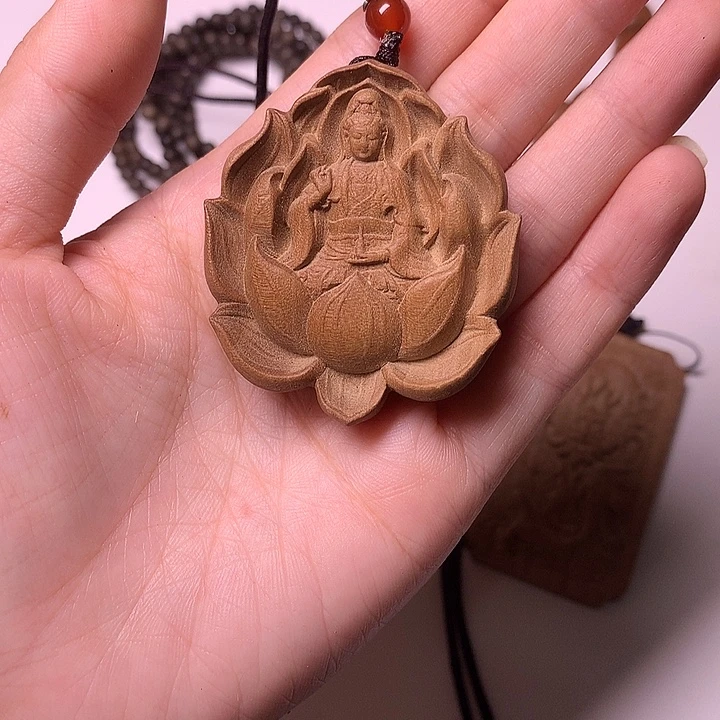 檀香木无事牌檀香莲花关姐姐