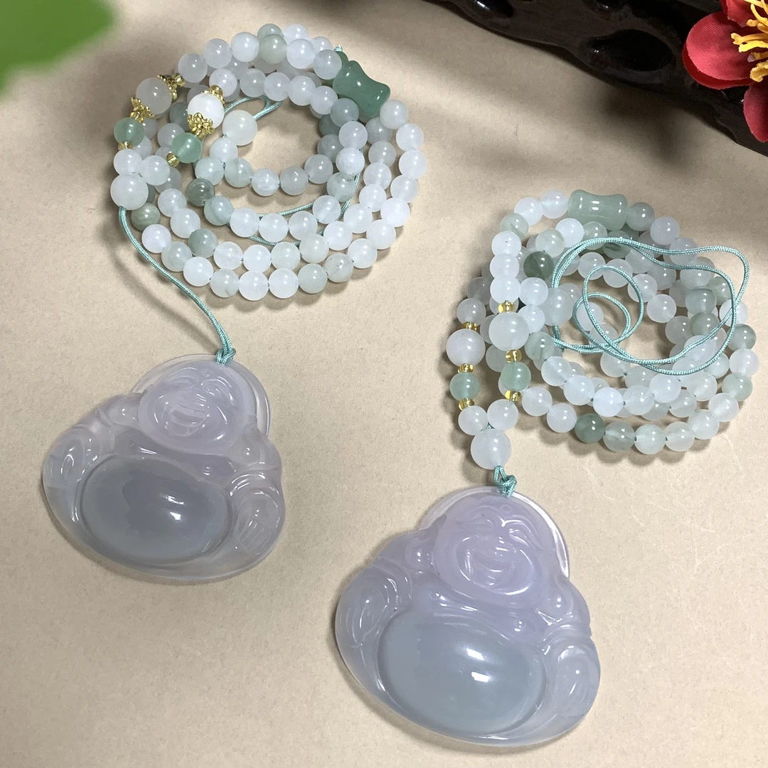 面面来财珠宝S8302-梦幻双彩寒冰玛瑙玉佛公-配珠链多样性发其一