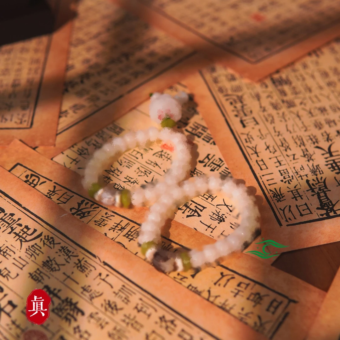 钛钢布艺手链 【静溢】白莲花菩提手串叠戴手串 星