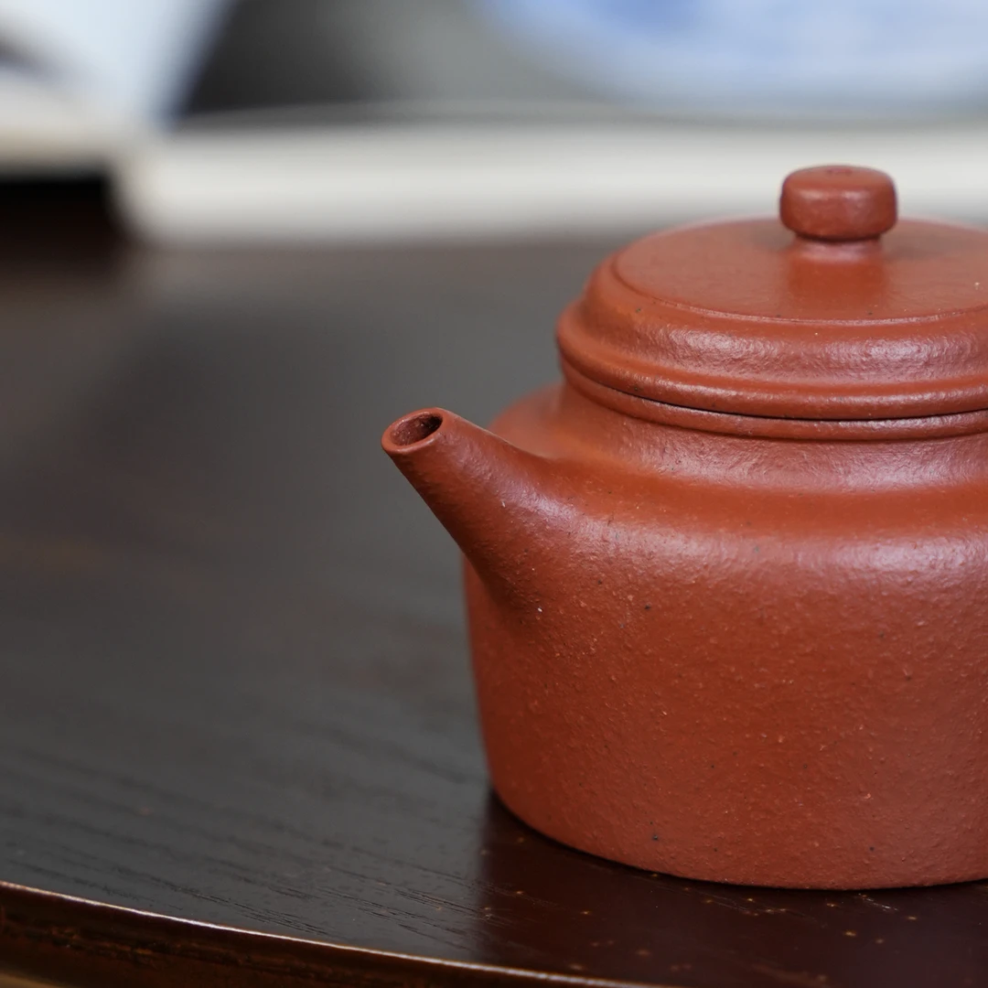 原矿黄龙山大红泥剑流德钟壶纯手工红皮手制