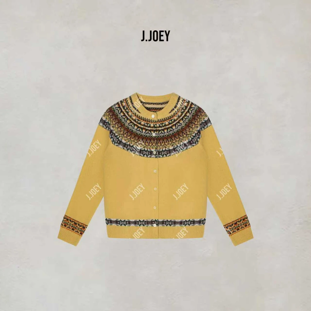 J.JOEY "100绵羊毛"针织圆领百搭长袖毛衣外套 C50903