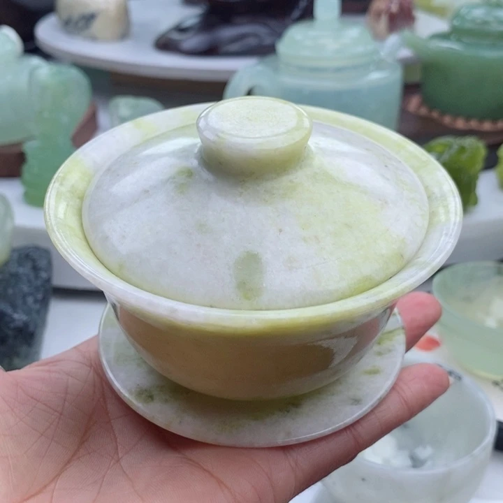 岫玉四大名玉盖碗未镶嵌