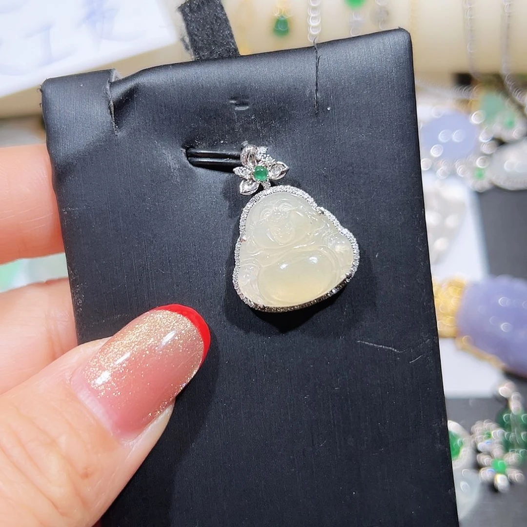 翡翠吊坠(不含链)18K金镶嵌