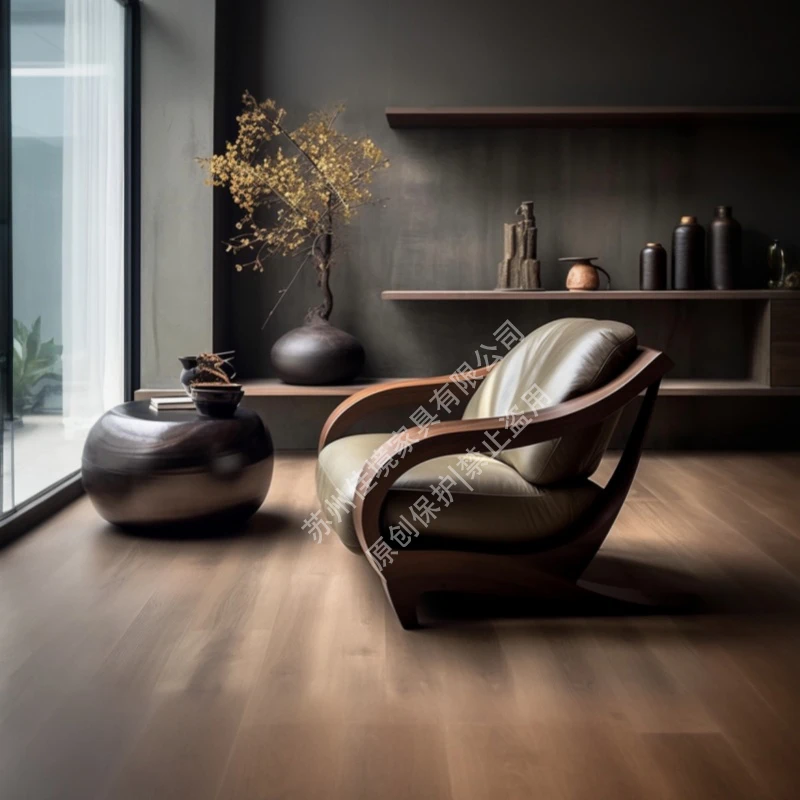 现代轻奢北美黑胡桃意式休闲躺椅设计师款单人沙发椅阳台椅落地