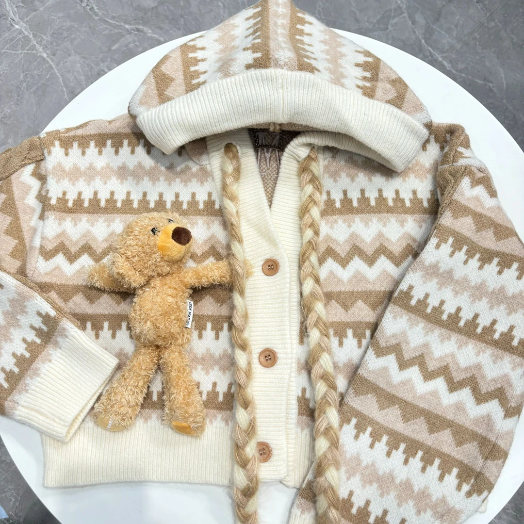 【YU·PP】（131）小众秀场可爱规则编制秋冬栗子编绳连帽外套（P0169）