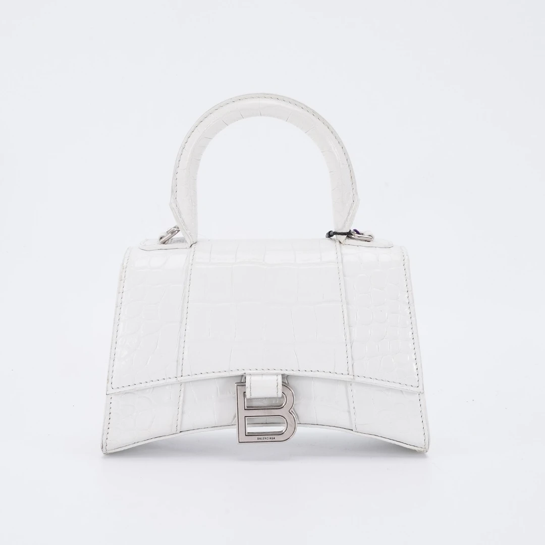 95新 Balenciaga/巴黎世家 【一号店】沙漏包XS鳄鱼纹/BG22012574