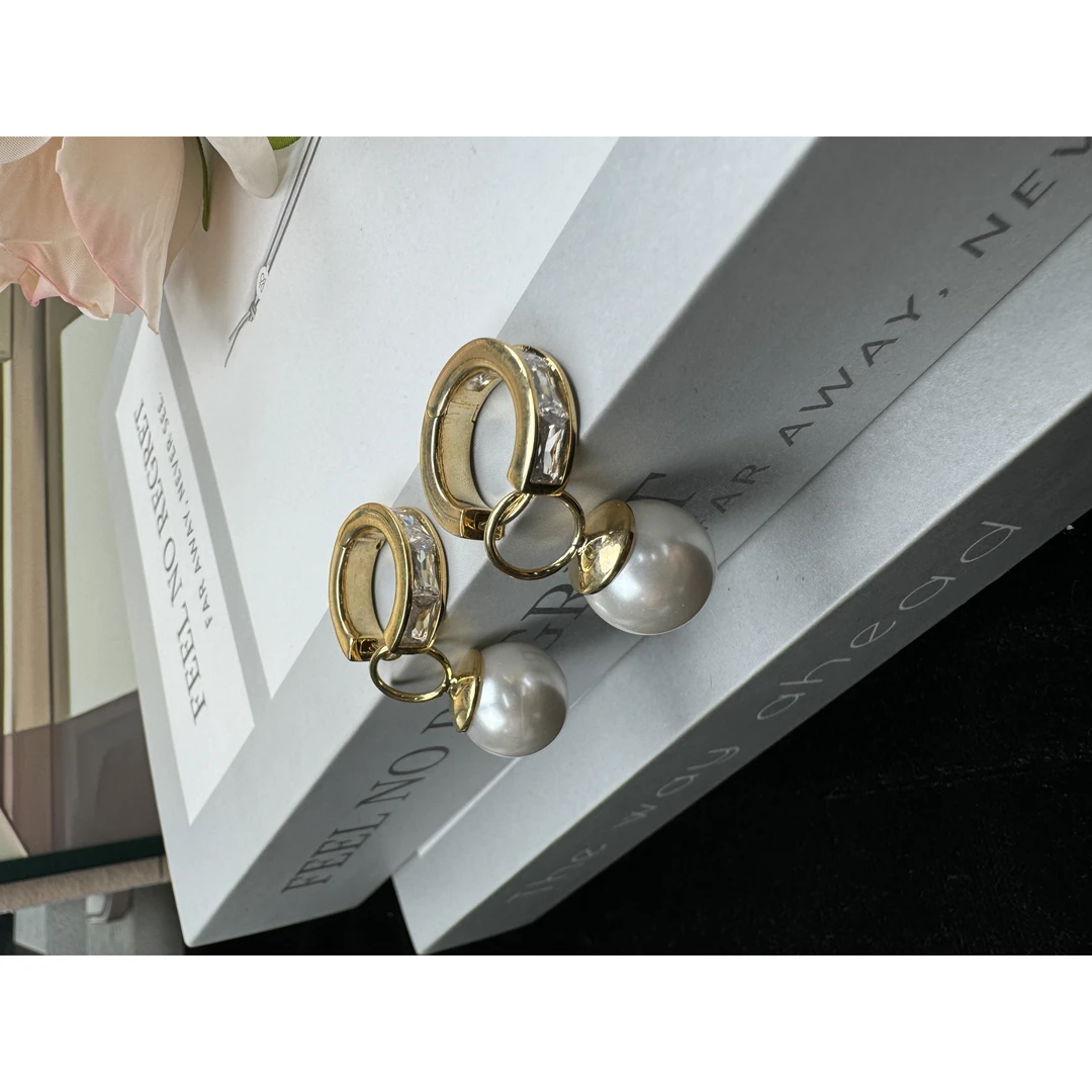 铜合金仿水晶耳饰 时尚百搭复古铜合金高级轻奢小众耳钉ed2605