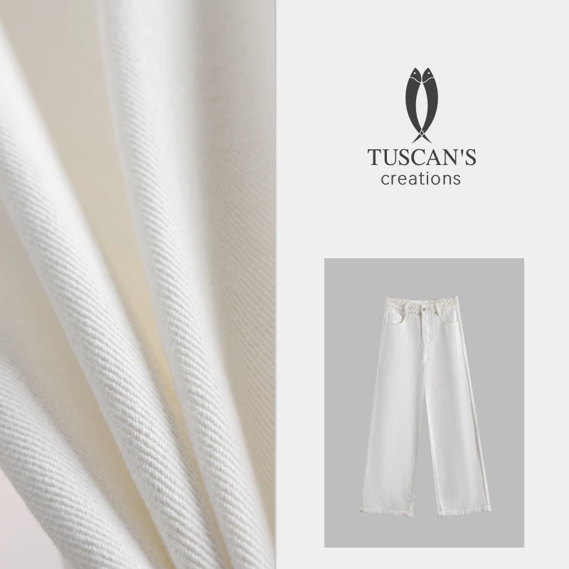 TUSCAN'S CREATIONS夏新款显瘦垂感阔腿裤高腰直筒牛仔裤时代女装