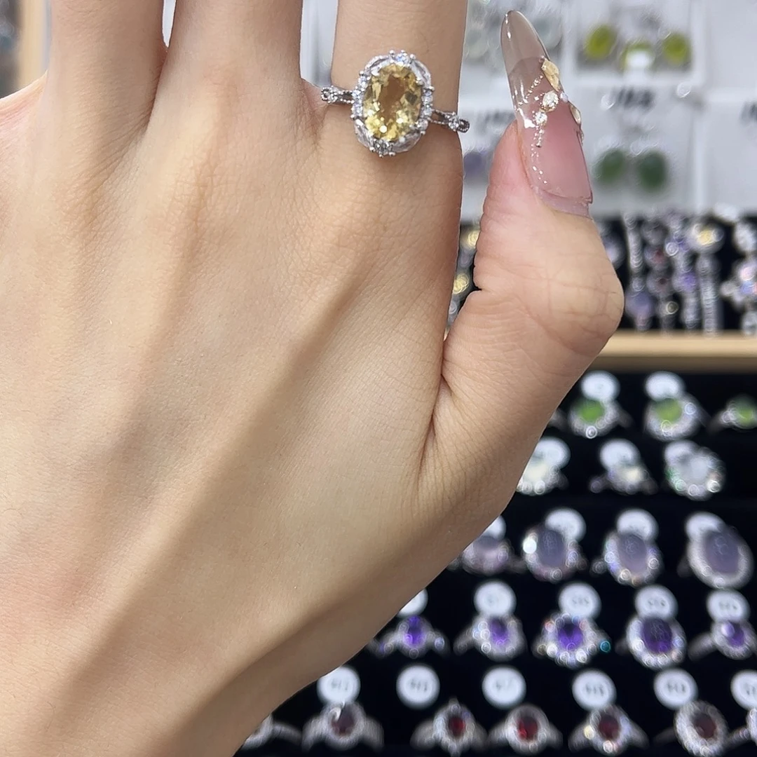 黄晶银S925镶嵌戒指