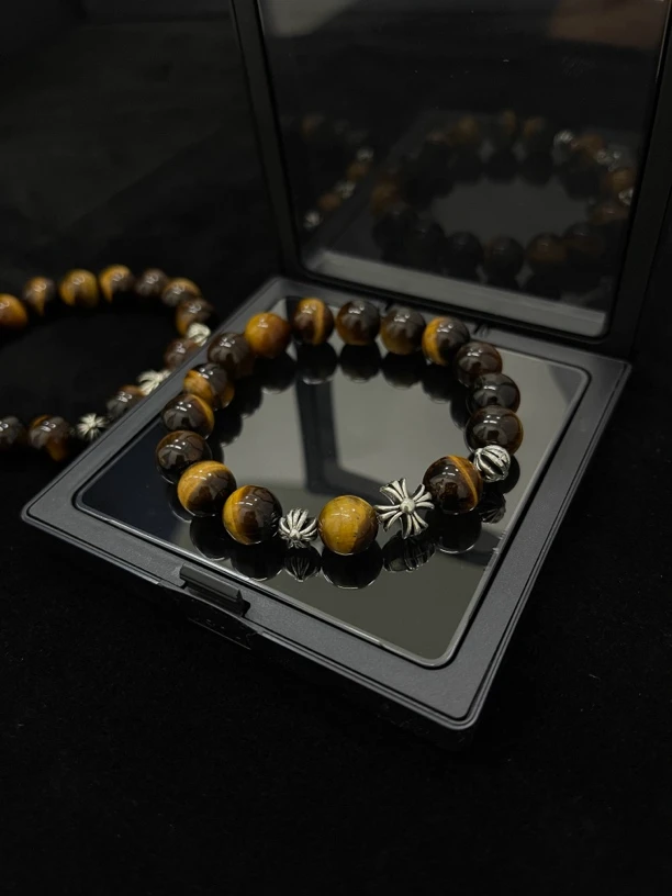 合金手链 A lone ranger 高品质天然虎眼石情侣手链手串复古百搭