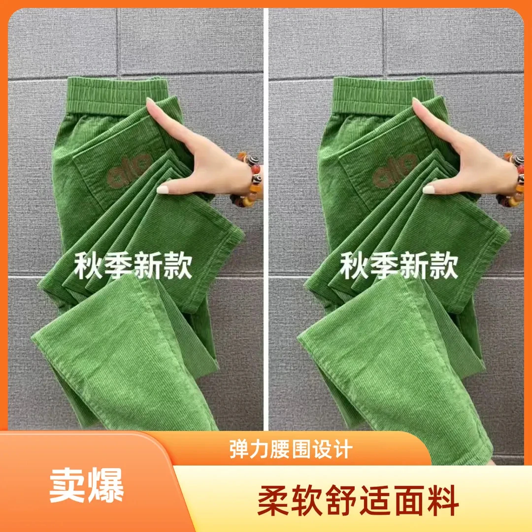2025秋季新款灯芯绒时尚百搭高腰哈伦裤女士洋气减龄休闲小脚筒裤