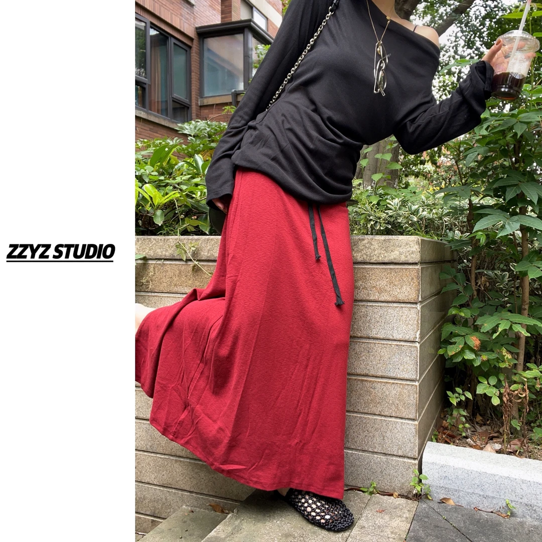 【ZZYZ】“素颜秘籍”文艺复古简约小众百搭纯色显瘦时尚半身裙
