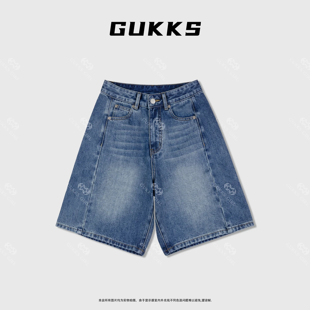 娜娜GUKKS『苔原漫步』25春夏水洗五分牛仔裤美式复古宽松显瘦百搭