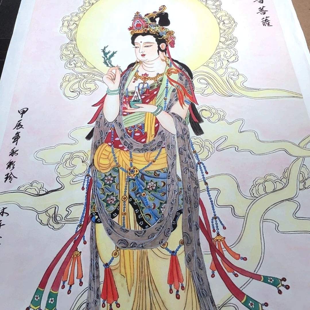 国画彩铃老师观音菩萨