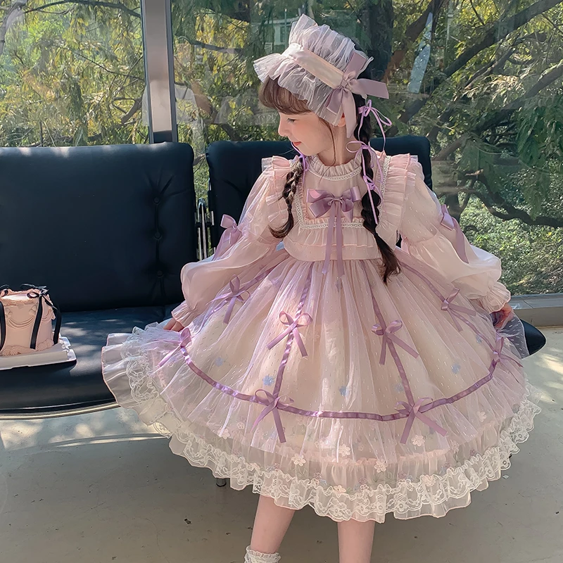 奶油家【洛丽塔】儿童春季长袖连衣裙女童2024新款公主裙子潮66012