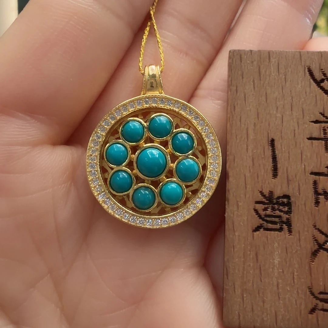 绿松石银S925镶嵌颈饰