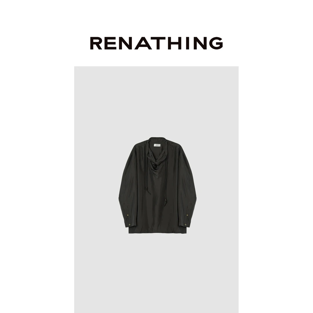 【RENATHING】抽绳荡领休闲衬衣