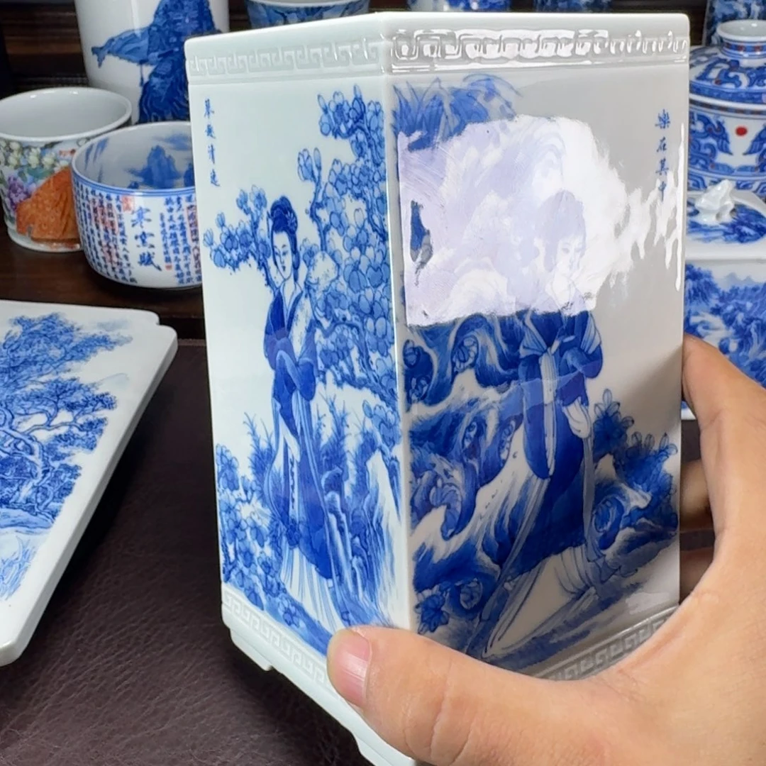 远***青瓷片当代景德镇陶瓷手绘茶具