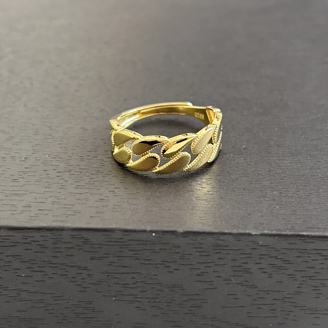 925银戒指 【店长专享1】925银光面扭花水滴戒YJZ327