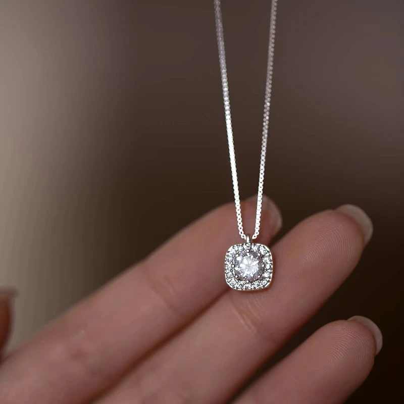 坠链均足银 「小方糖」纯银999项链女轻奢小众闺圣诞礼物送女友