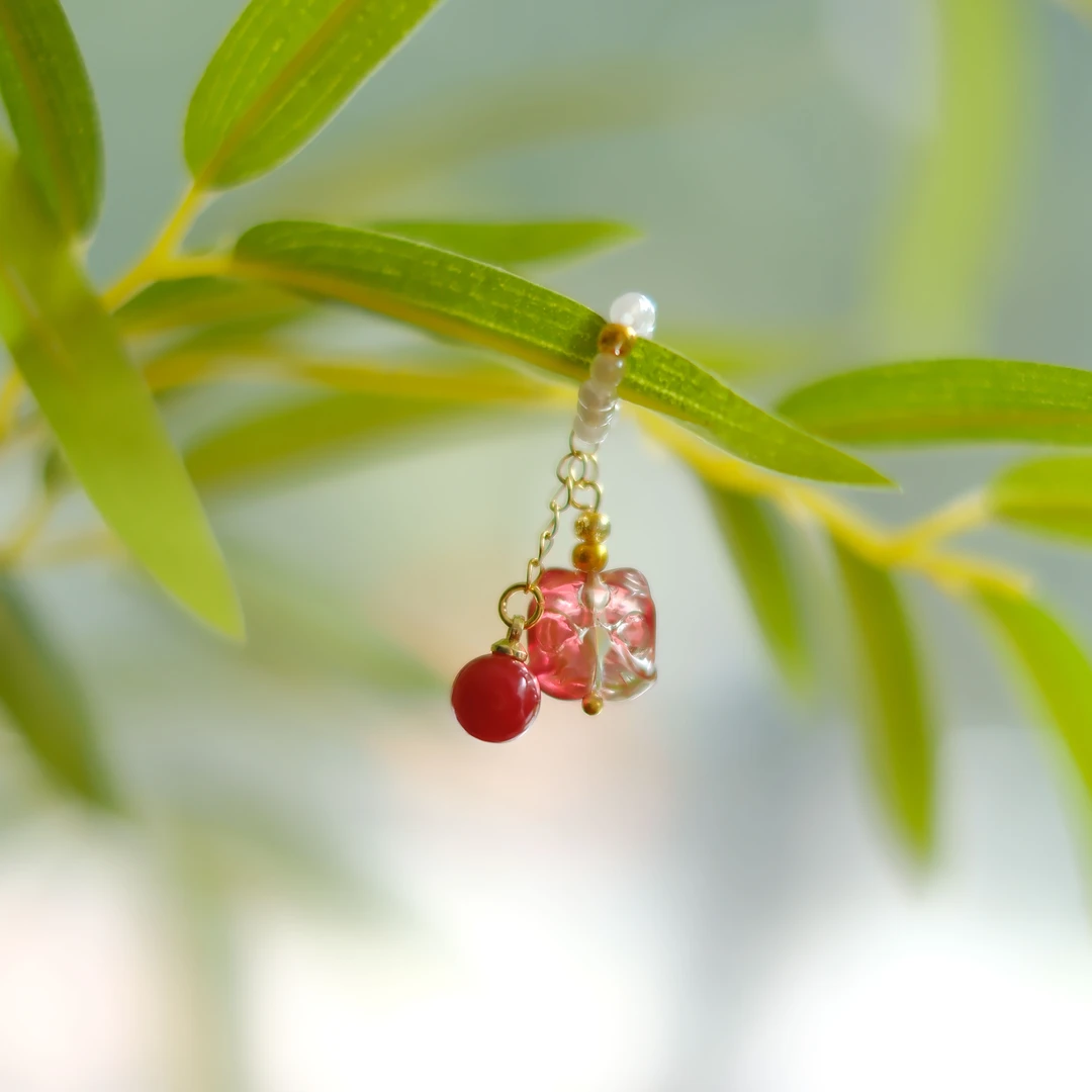 大碗茶器 红色醒狮珍珠小提溜茶壶配件手工配饰茶道零配茶壶壶钮