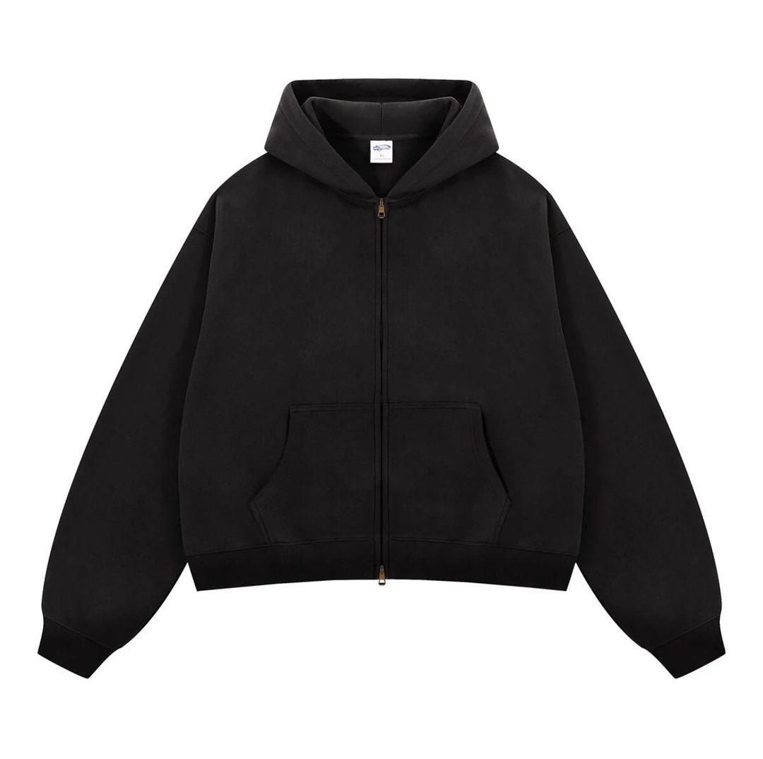 WetGrade370G加绒BOXY短宽版双头拉链开衫连帽卫衣秋冬新款外套