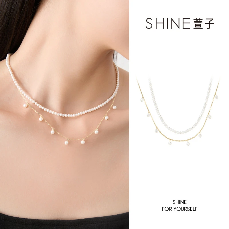 铜合金仿珍珠项链 萱子铜合金仿珍珠项链气质轻奢简约精致套链
