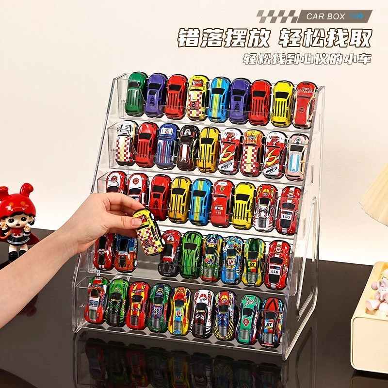 儿童玩具车展示架透明阶梯1:64风火轮模型多美卡小汽车桌面置物架