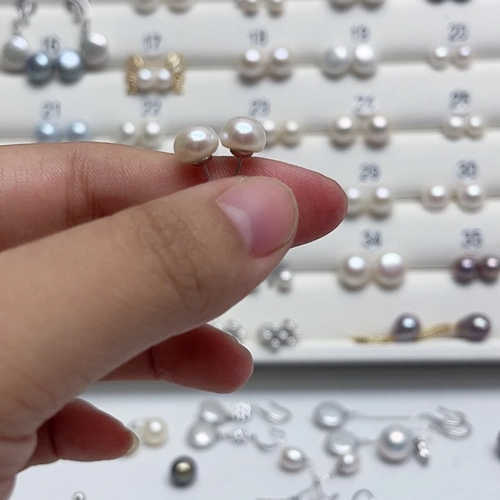 一***你耳饰银S925镶嵌淡水珍珠