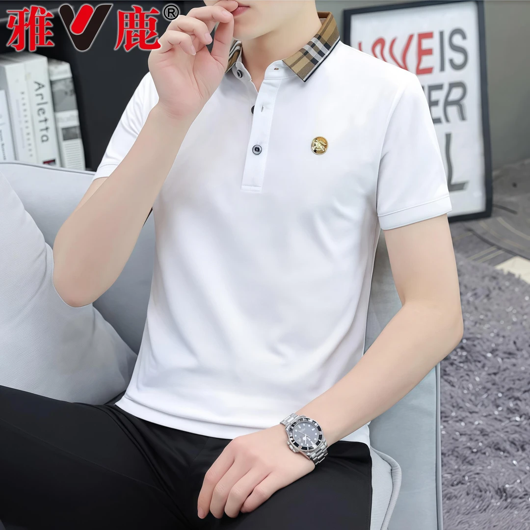 V/雅鹿高档男士商务翻领短袖POLO衫t恤夏季新款时尚休闲体恤半袖