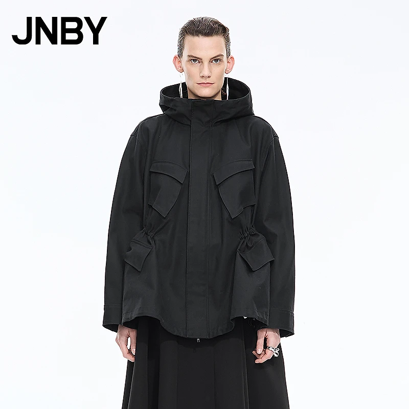 【商场同款】JNBY/江南布衣25秋新品夹克外套连帽风衣女5P8615160