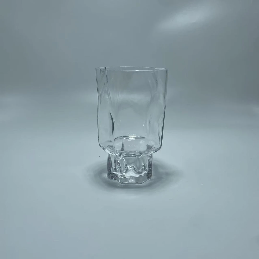 两支装网红设计款扭扭高脚果汁小众ins不规则玻璃杯威士忌小酒杯