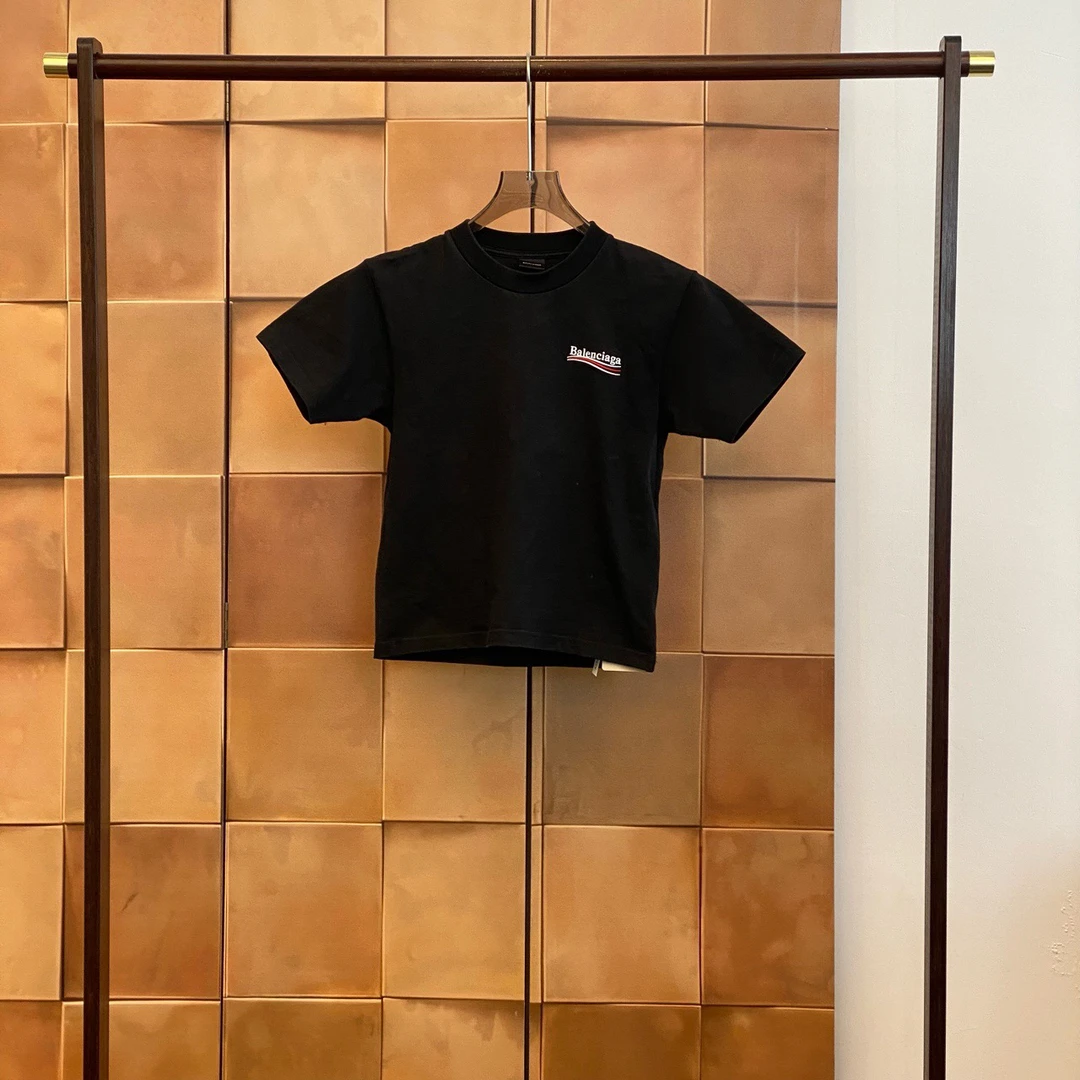 99新 Balenciaga/巴黎世家 黑色刺绣可乐短袖/8码/98新/29812